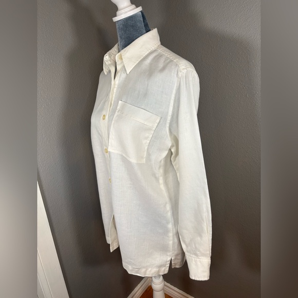 Ralph Lauren 100% Linen Creamy White Button Down Shirt Size S - Picture 6 of 11